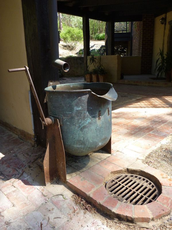 water feature copper drum