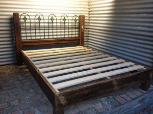 recycled timber and iron bed